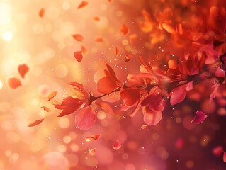 red autumn leaves background
