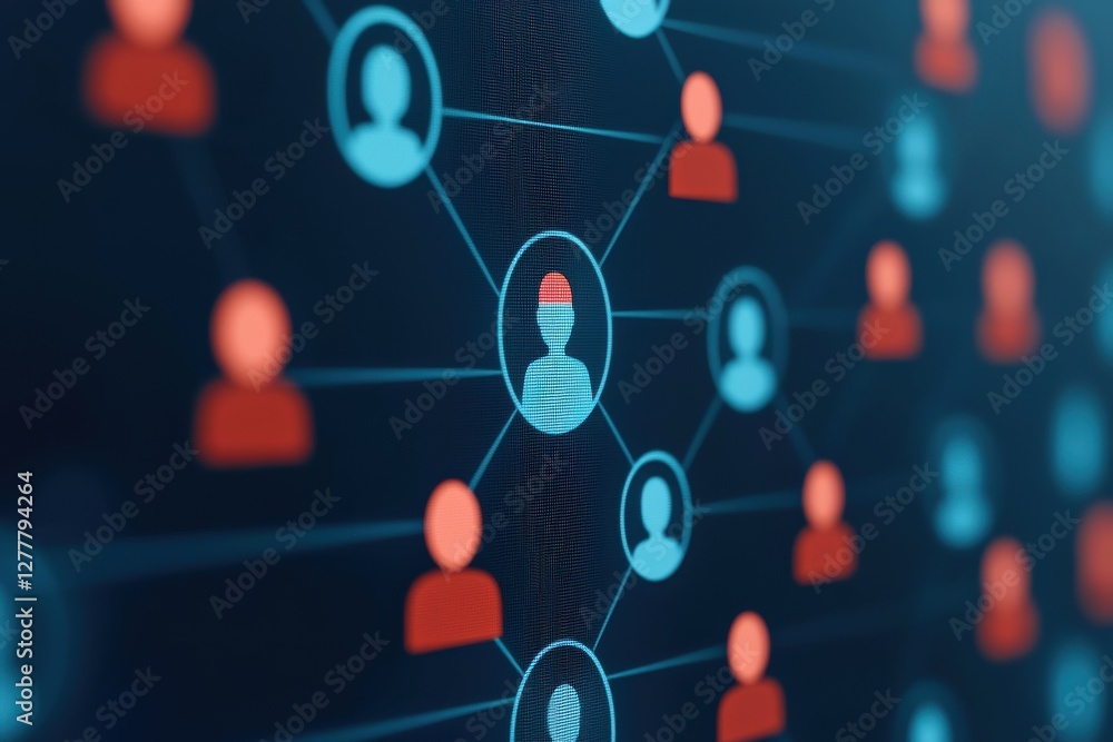 Poster connecting digital networks user interaction visualization virtual space infographic tech-oriented a