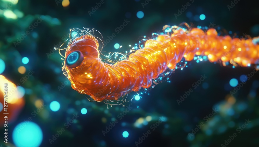 Poster bio-luminescent organism in microscopic view