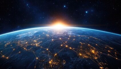 Earth's network glow, sunrise view