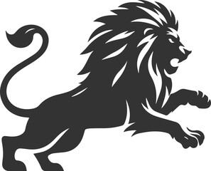 Silhouette of a lion mid pounce and ready to attack © LUTHFAN NAHAR LABONY