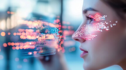 A person using a facial recognition payment system at a store, representing the integration of AI into everyday transactions.