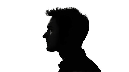 Silhouette of a young man in profile against light