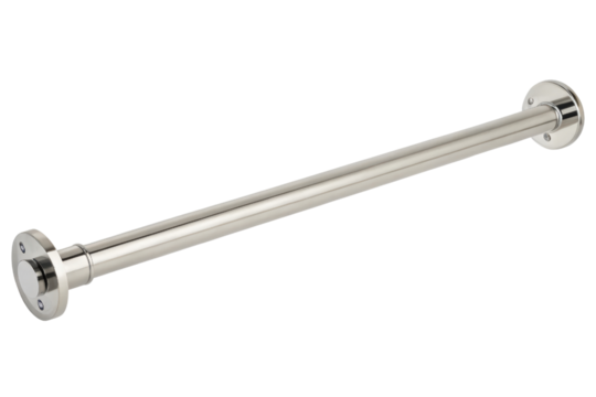 Stainless steel shower rod isolated with transparent background