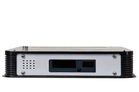 Black electronic device isolated with transparent background - Powered by Adobe