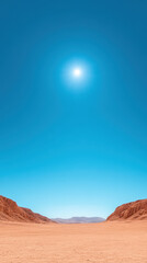 Naklejka premium serene minimalist desert landscape under bright blue sky