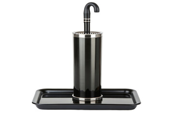Black Umbrella Stand with Drip Tray isolated with transparent background