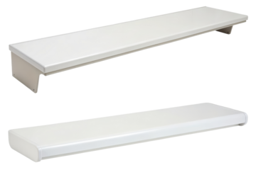 Pair of white shelves isolated with transparent background
