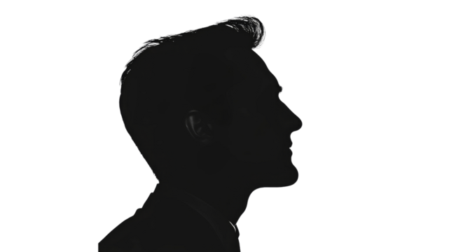 Mans silhouette on white background