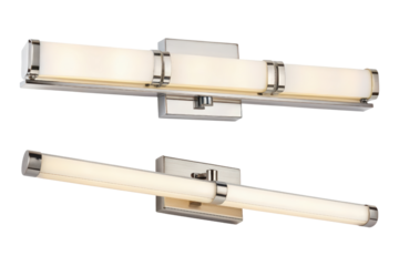 Two modern LED vanity lights isolated with transparent background