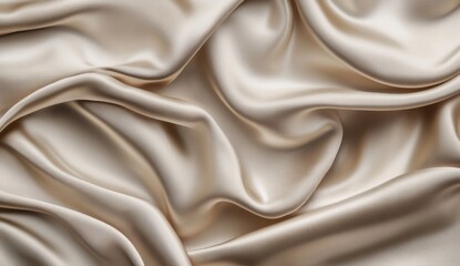 Obraz premium Champagne silk fabric drapes, studio backdrop, elegant texture