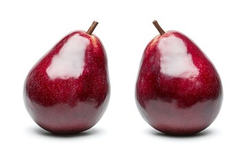 two red pears on white background