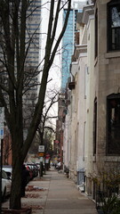 The Philadelphia city view with the skyscrapers and apartments buildings in it
