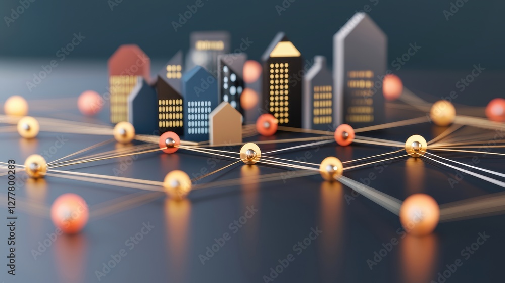 Poster a network of interconnected devices, sensors, and data streams, symbolizing the internet of things (