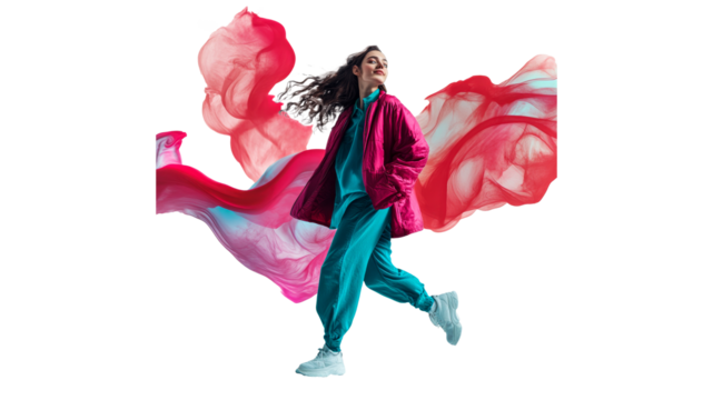 Model showcases vibrant fashion and bold colors