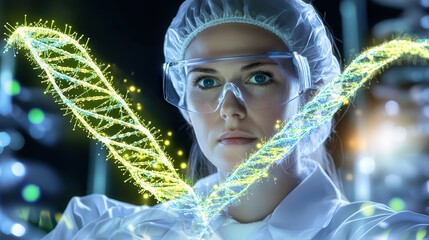 A scientist deeply focused on a groundbreaking study in genetic engineering.