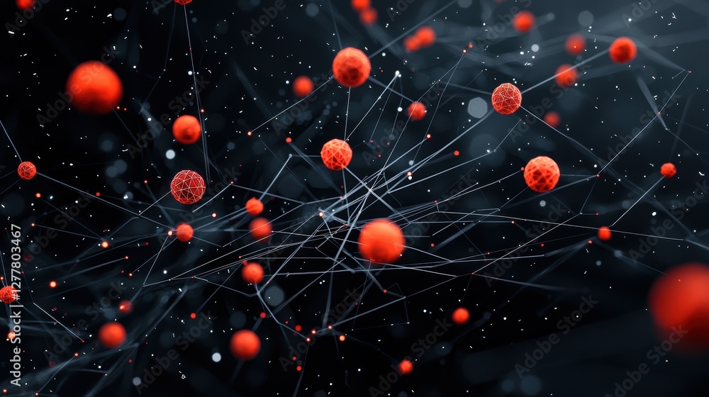Poster a network map with highlighted nodes representing potential vulnerabilities, showcasing ai ability t
