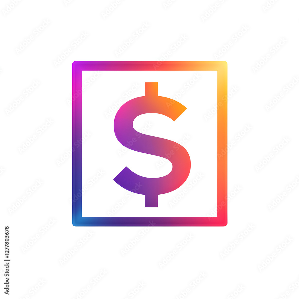 Poster a logo with abstract lines forming the shape of a dollar sign within a square