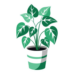 minimal vector Pothos plant on pot-design illustration