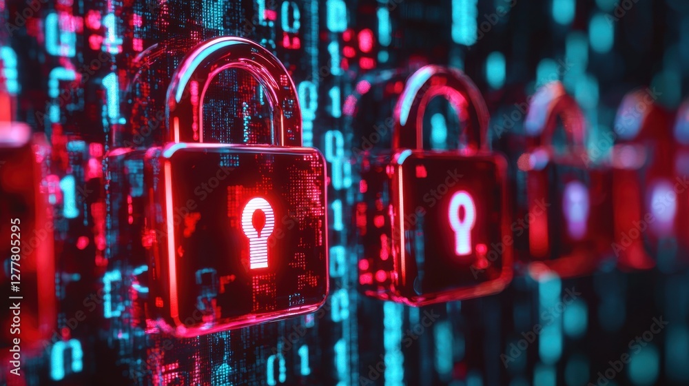 Poster secure digital locks and cyber protection for confidential data and online access