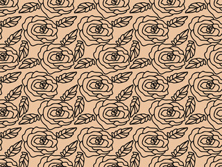 Rose flower tattoo. Lace, lingerie, lines. Seamless vector pattern for design and decoration. 