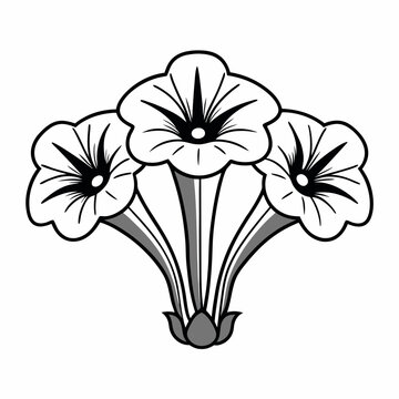 monochrome petunia flowers bouquet design clip art preview