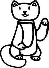 Funny, cute and nice cat. Print, drawing for coloring. Vector illustration. 