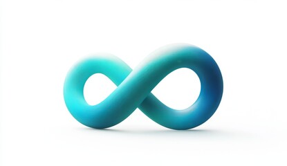 Teal infinity symbol, 3D render, white background, loop concept, design element