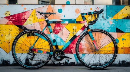 Street Art of a Bicycle with Artistic Splashes of Paint – Urban Creativity and Vibrant Expression