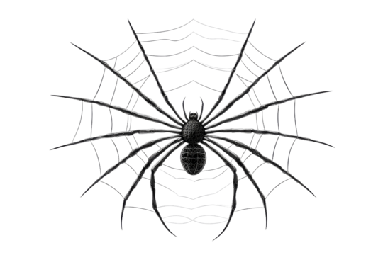 Detailed illustration of a spider in its web