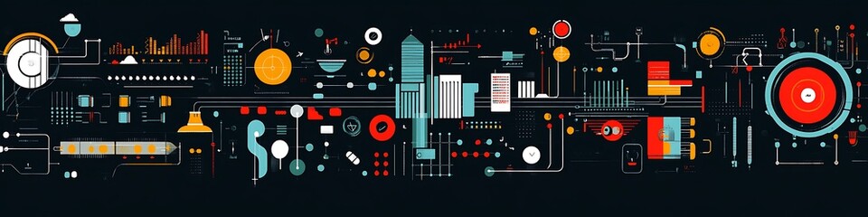 Obraz premium Abstract Cityscape Data Network Visualization Design