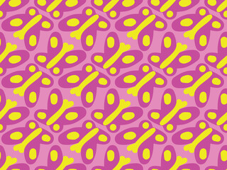 Pink and yellow, childish, girly,  cartoon, flowers, butterflies. Cute, nice, beautiful,  simple, flat. Summer,  spring. Seamless vector pattern for design and decoration. 