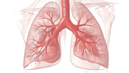 Human lungs, anatomical illustration, respiratory system, chest cavity, medical visualization