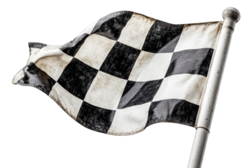 Racing flag waving at the finish line during event