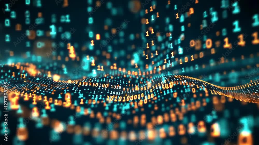 Aufkleber dynamic flow of digital data streams in futuristic cyber landscape