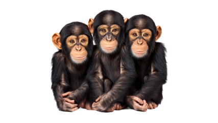 Three playful young chimps together