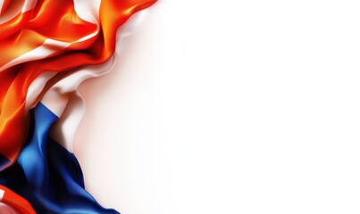 Colorful fabric draping with Russian and Dutch flags, symbolizing unity and cultural exchange