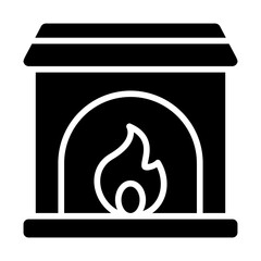 Christmas Fireplace Solid Icon