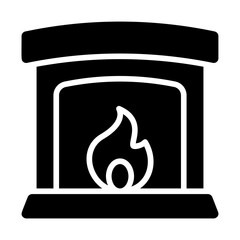 Christmas Fireplace Solid Icon