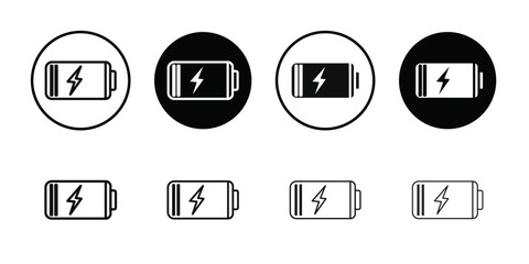 Battery charging icon Vector flat thin line illustration