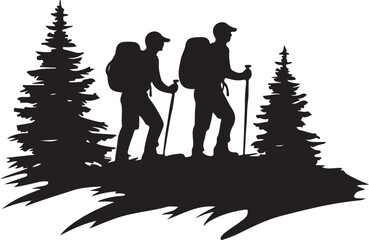 Download A Traveler Climbing a Mountain Silhouette Vector &ndash; EPS File
