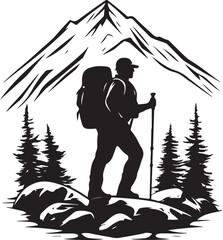 Download A Traveler Climbing a Mountain Silhouette Vector &ndash; EPS File