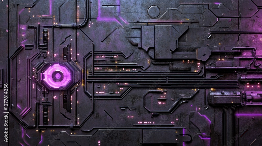 Poster futuristic technological background with neon elements and intricate circuit patterns