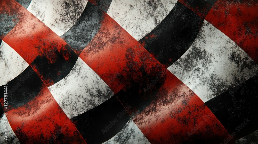 Poster abstract red and black patterned surface with textured waves in a dynamic artistic display