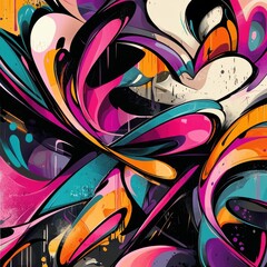 Vibrant Abstract Swirl with Bold Colors and Dynamic Patterns