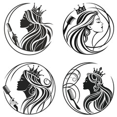 abstract logo set for beauty salon, hair salon