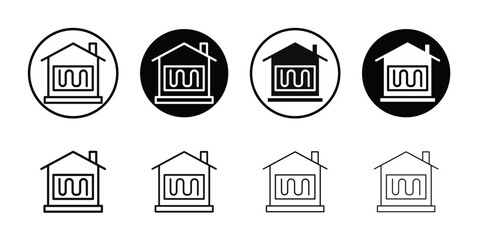 House heating icon Vector flat thin line illustration