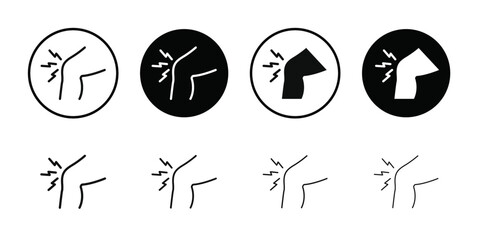 Knee pain icon Vector flat thin line illustration