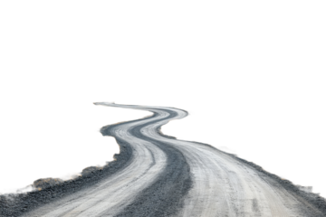 Winding dirt road in a rural landscape at midday