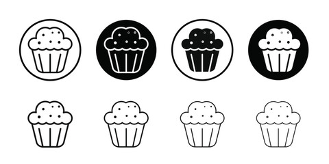 Muffin Icon Vector flat thin line illustration